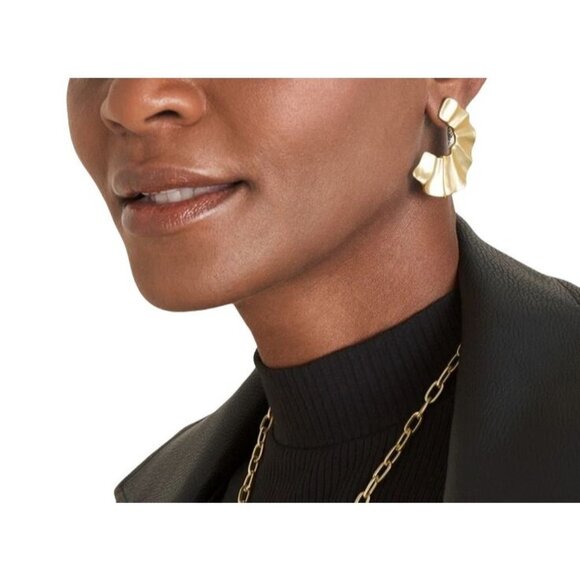 Chico's Gold-Tone Wave Hoop Earrings NWT - Picture 1 of 6